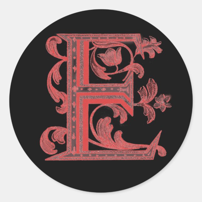 Sticker Rond Monogramme floral E (Devant)