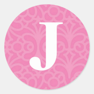 Sticker Rond Monogramme floral orné - Lettre J