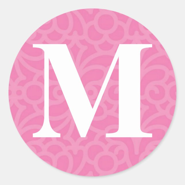 Sticker Rond Monogramme floral orné - Lettre M (Devant)