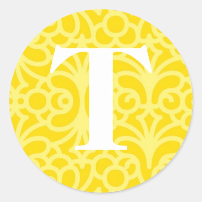 Sticker Rond Monogramme floral orné - Lettre T (Devant)