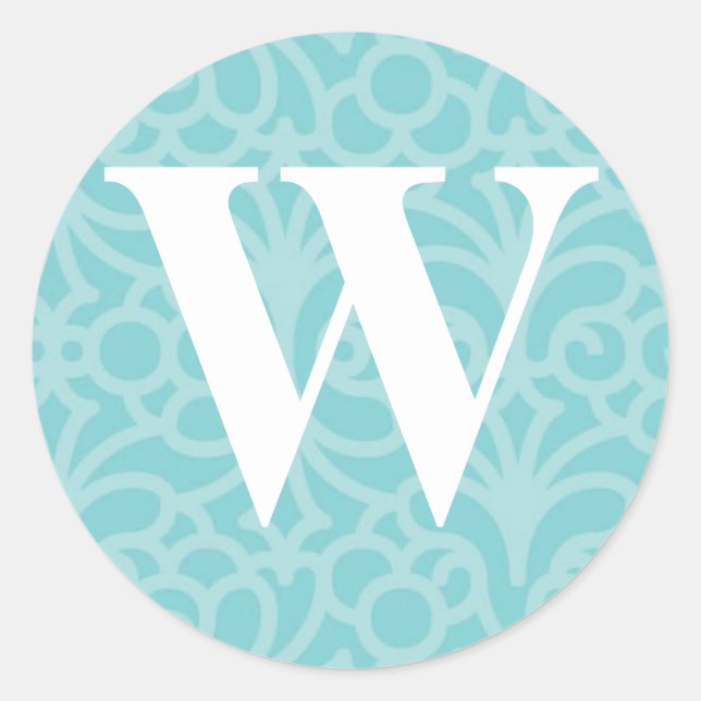 Sticker Rond Monogramme floral orné - Lettre W (Devant)