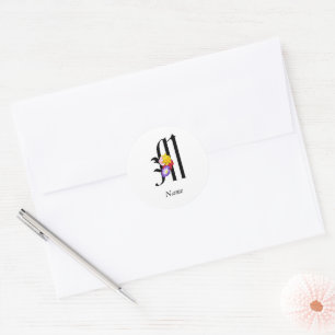 Sticker Rond Monogramme floral personnalisé M + Nom Sceau d'env