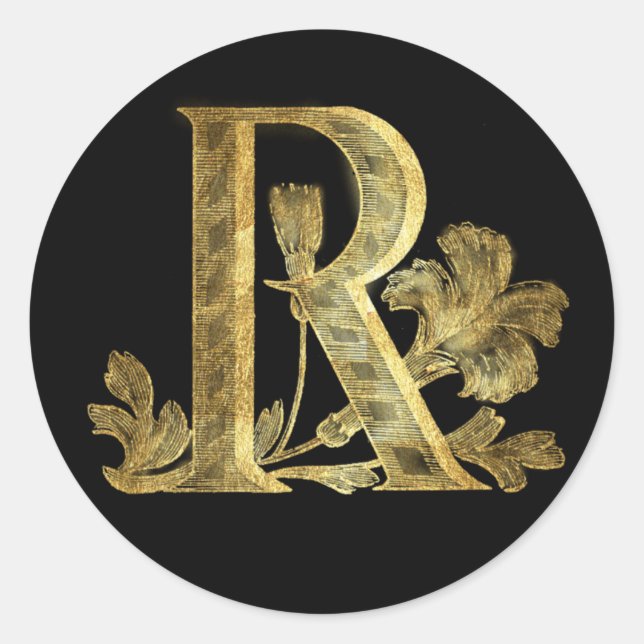 Sticker Rond Monogramme floral R (Devant)