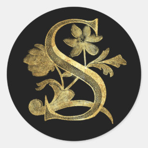 Sticker Rond Monogramme floral S