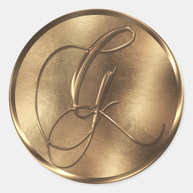 Sticker Rond Monogramme G Faire-part de mariage de bronze (Devant)