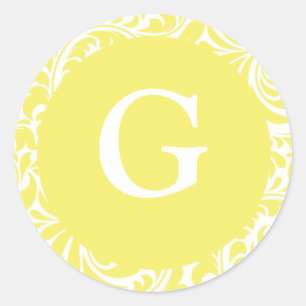 Sticker Rond Monogramme G Jaune clair Invitation personnalisée