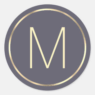 Sticker Rond Monogramme Gold Grey