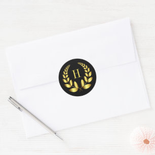 Sticker Rond Monogramme Gold Laurel