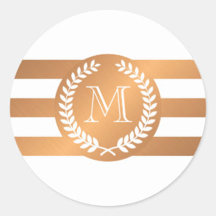 Sticker Rond Monogramme Golden Laurel Wreath