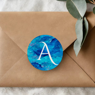 Sticker Rond Monogramme gras en nuage de saphir