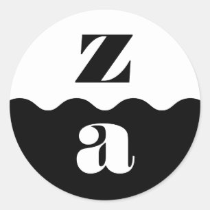 Sticker Rond Monogramme Gras fractionné Bordure Noir Blanc Mari