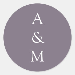 Sticker Rond Monogramme gras minimaliste Boho Dusty violet Mari