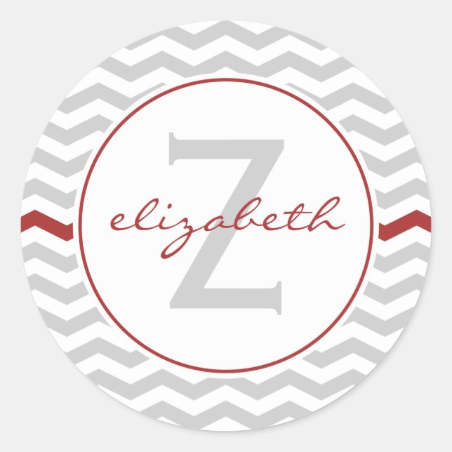 Sticker Rond Monogramme Grey Chevron (Devant)