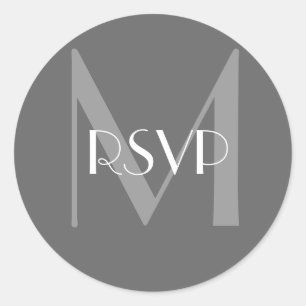 Sticker Rond Monogramme gris charbon M Sceau RSVP