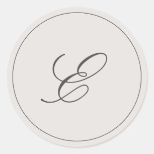 Sticker Rond Monogramme gris simple Mariage élégant