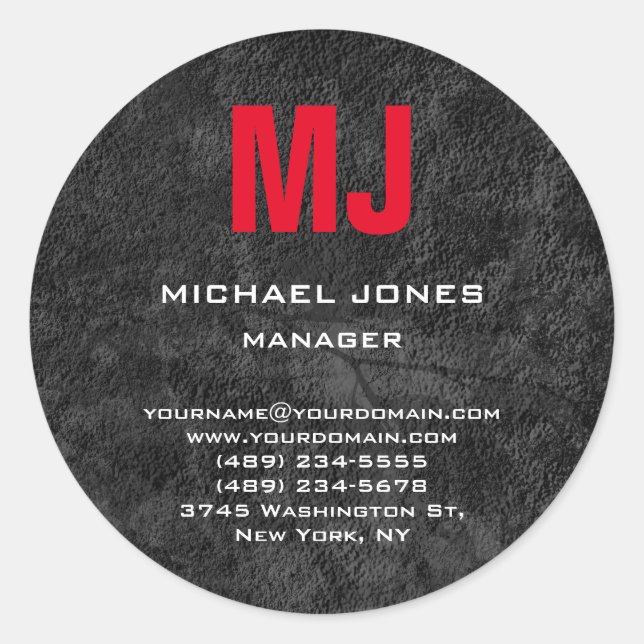 Sticker Rond monogramme gris unique tendance (Devant)