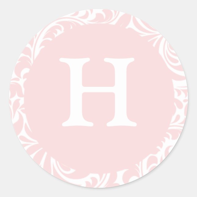 Sticker Rond Monogramme H Blush Color Sceau Invitation personna (Devant)