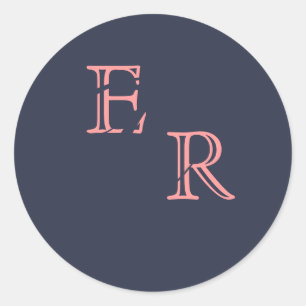 Sticker Rond Monogramme H Coral et Mariage de marine Merci