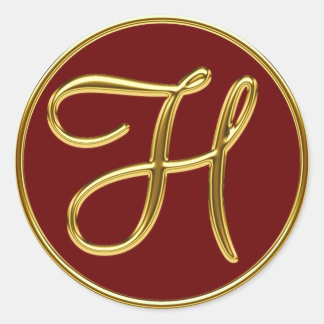 Sticker Rond Monogramme H en or 3D (Devant)