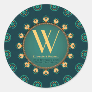 Sticker Rond Monogramme Hexagon Circle