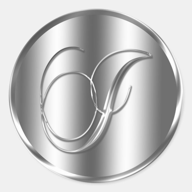 Sticker Rond Monogramme I Faire-part de mariage couleur argent (Devant)