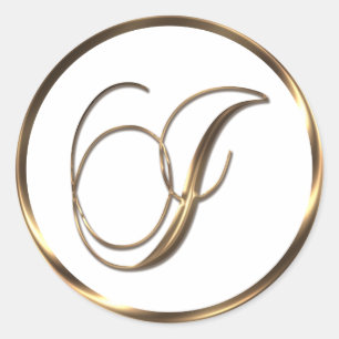 Sticker Rond Monogramme I Faux Bronze