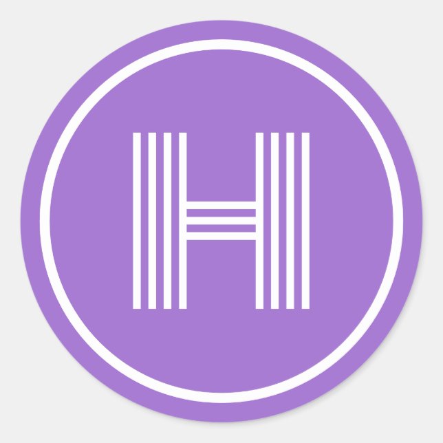 Sticker Rond Monogramme initial Améthyste Purple (Devant)