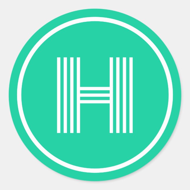 Sticker Rond Monogramme initial caraïbe vert (Devant)