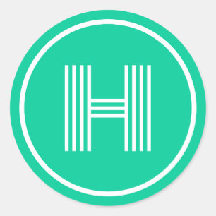 Sticker Rond Monogramme initial caraïbe vert