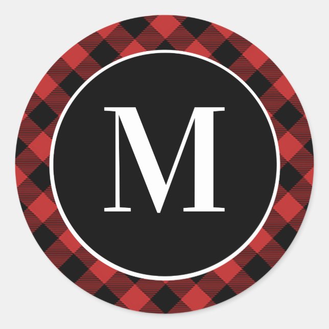 Sticker Rond Monogramme initial de Buffalo Rouge (Devant)