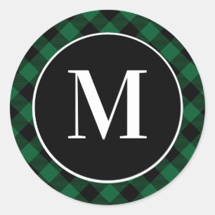 Sticker Rond Monogramme initial de Buffalo Vert