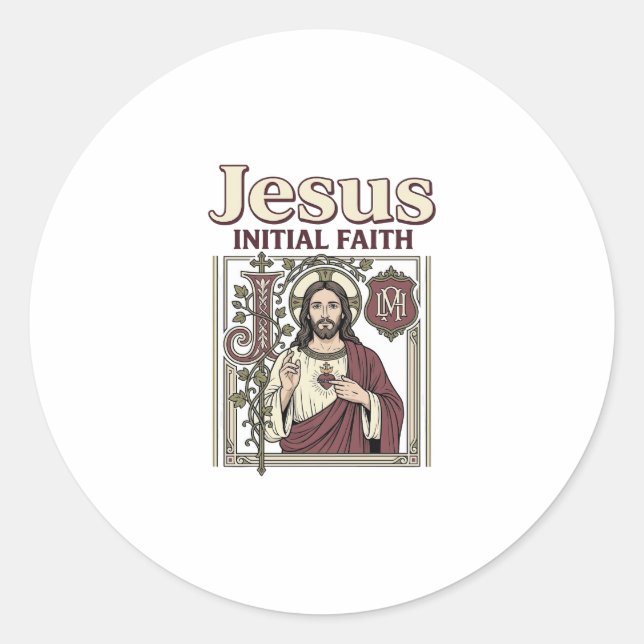 Sticker Rond Monogramme initial de Jésus Foi Monogramme initial (Devant)
