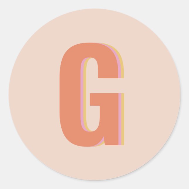 Sticker Rond Monogramme initial de la typographie rétro-floue e (Devant)