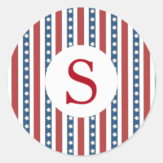 Sticker Rond Monogramme initial de l'étoile sur mesure patrioti