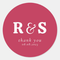 Monogramme initial de mariage minimaliste magenta 