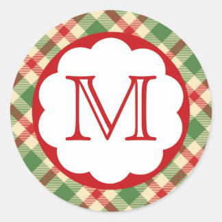 Sticker Rond Monogramme initial de Noël