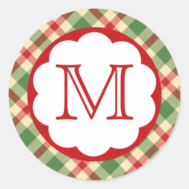 Sticker Rond Monogramme initial de Noël (Devant)