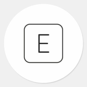 Sticker Rond Monogramme Initial De Style Moderne   Blanc & Noir