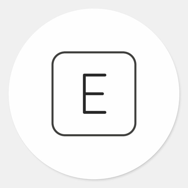 Sticker Rond Monogramme Initial De Style Moderne | Blanc & Noir (Devant)