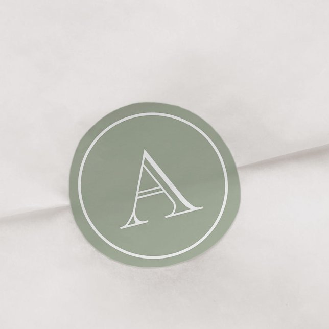 Sticker Rond Monogramme initial du bloc vert et blanc (Créateur téléchargé)