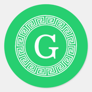 Sticker Rond Monogramme initial du cadre Rnd de clé grecque Eme