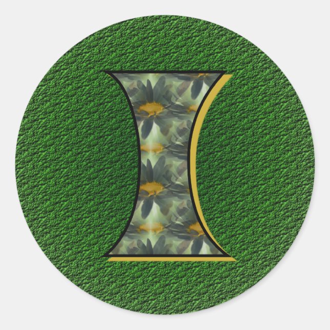 Sticker Rond Monogramme Initial I FleurArt Marguerites (Devant)