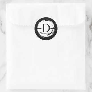 Sticker Rond Monogramme Initial Minimaliste Moderne Lettre D Cl
