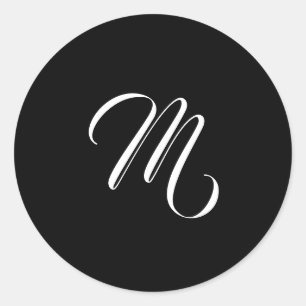 Sticker Rond Monogramme initial noir blanc