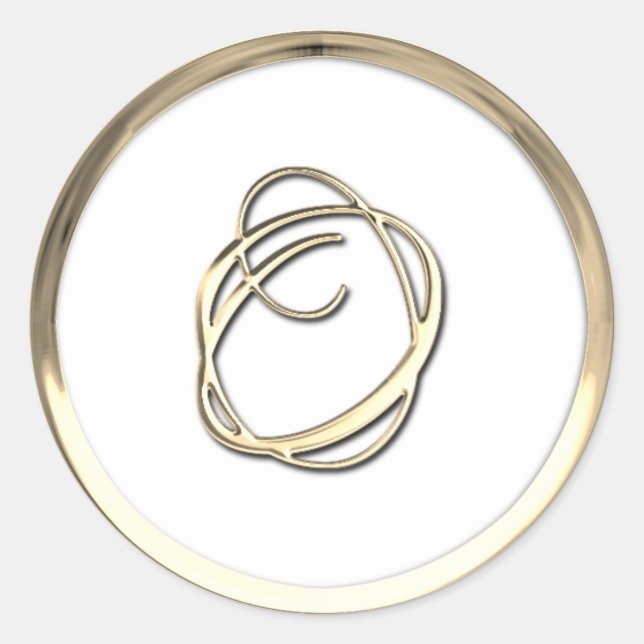 Sticker Rond Monogramme initial or O Script n'importe quelle co (Devant)