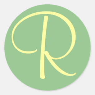 Sticker Rond Monogramme initial R Green Cream Sti... - Customis