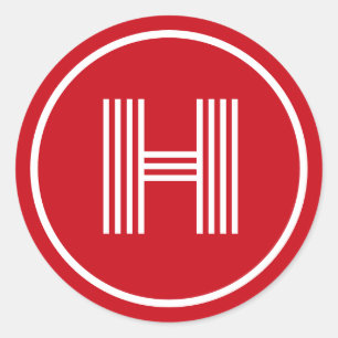 Sticker Rond Monogramme initial rouge vénitien