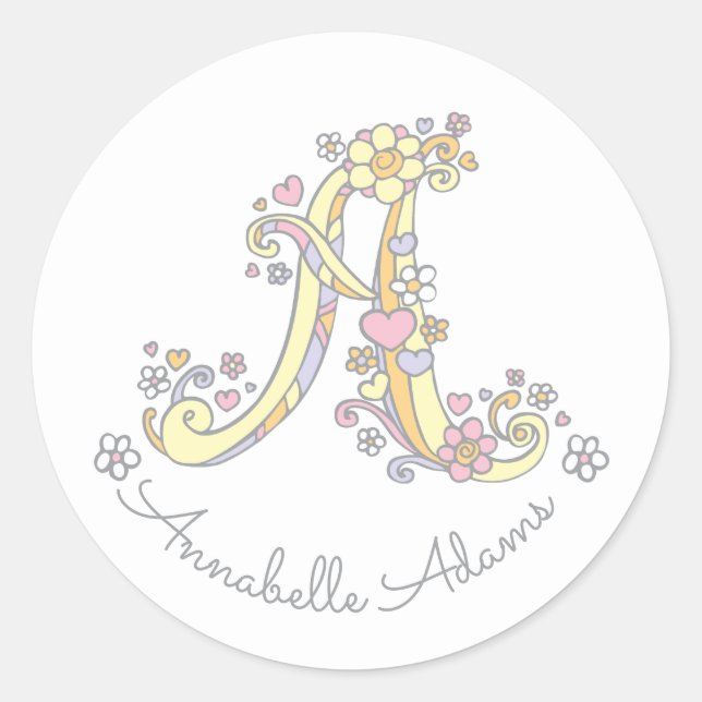 Sticker Rond Monogramme initial Un nom d'identification personn (Devant)