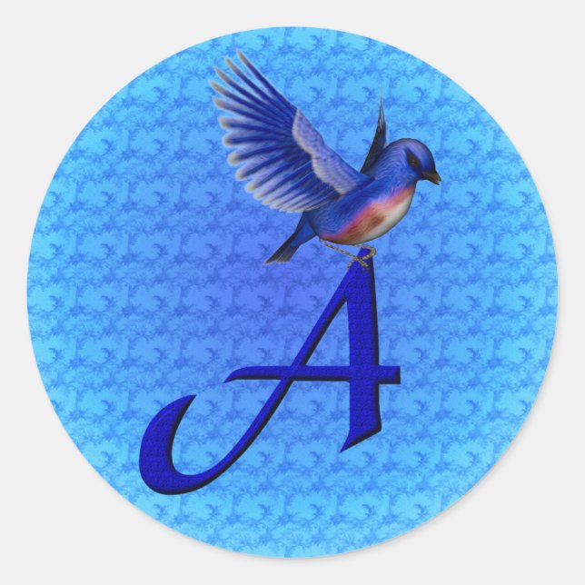 Sticker Rond Monogramme initiale A Bluebird (Devant)