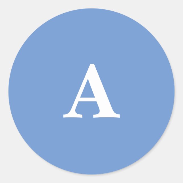 Sticker Rond Monogramme initiale bleu barbeau blanc personnalis (Devant)